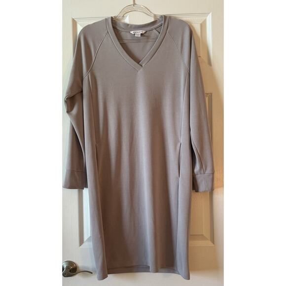 ATHLETA Seasoft Long Sleeve Dress Womens Pullover Pockets Tinsel Gray Size M/T - Picture 1 of 8